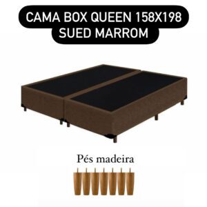 CAMA BOX SUED MARROM 158X198x28 QUEEN