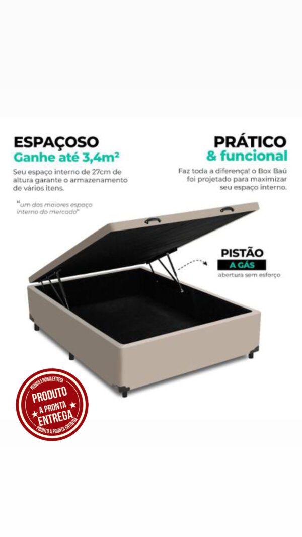 CAMA BAÚ LINHO BEGE 138x188 CASAL