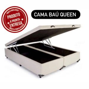 CAMA BAÚ LINHO COR BEGE 158X198 QUEEN