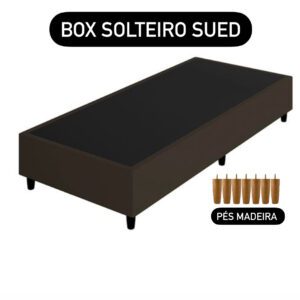 CAMA BOX  SUED MARROM 88x188x28 SOLTEIRO