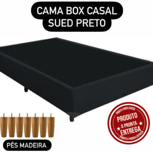 CAMA BOX SUED PRETO  138X188X28 CASAL
