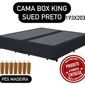 CAMA BOX  SUED PRETO 193x103x28 KING