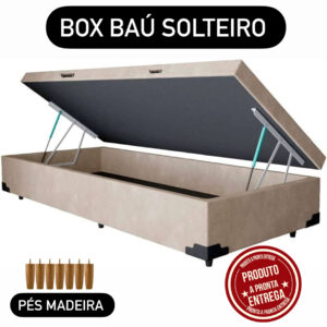 CAMA BOX BAÚ  LINHO BEGE 88x188 SOLTEIRO