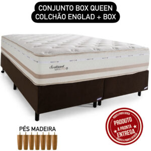 CONJUNTO BOX MOLAS ENGLAND + BOX MARROM PLUS QUEEN