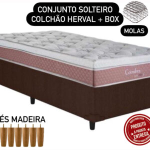 CONJUNTO BOX COLCHÃO MOLAS COIMBRA + BOX SOLTEIRO