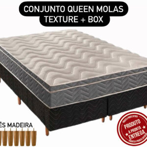CONJUNTO BOX  MOLAS TEXTURE + BOX PLUS QUEEN