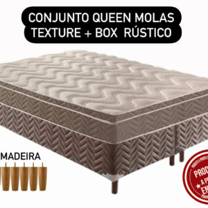 CONJUNTO BOX  MOLAS TEXTURE + BOX RÚSTICO QUEEN