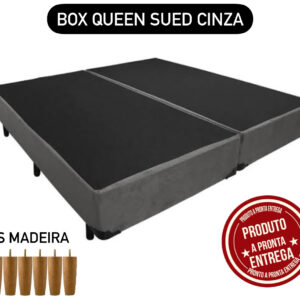 BOX SUED CINZA 158X198X28 QUEEN