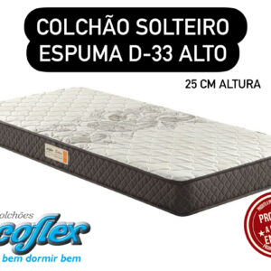 COLCHÃO  SOLTEIRO ESPUMA D-33 ECOLINE 88x188x25 ALTO SOLTEIRO