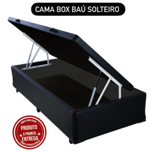 CAMA BOX BAÚ CORINO PRETO 88x188 SOLTEIRO