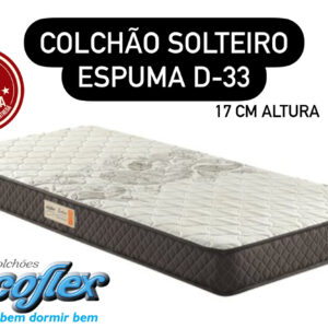 COLCHÃO ESPUMA D-33 ECOLINE 88x188x17 SOLTEIRO