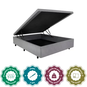 Cama Baú Linho Cinza 138x188  (Casal)
