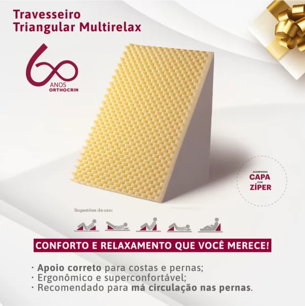 Suave Encosto Triangular De Espuma Orthocrin Multirelax 53x30x42 Espuma Certificada Apoio Costas - Imagem 4