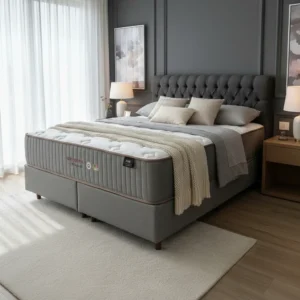 Conjunto Cama Box Queen Orthocrin Bellagio Gel Molas Pocket Chumbo