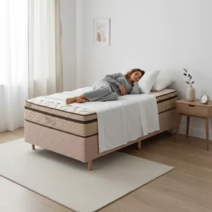 Conjunto Cama Box Paropas Molas Pocket Marcelly 88 Solteiro Bege