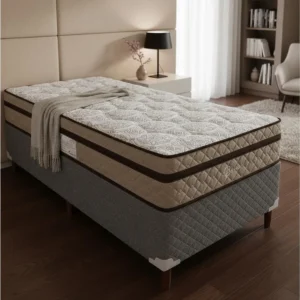 Conjunto Box Solteiro Molas Ensacadas Basic Paropas Cinza