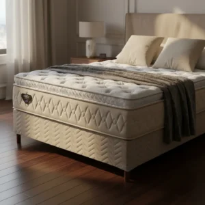 Conjunto Cama Box + Colchão Molas Ensacadas Lush 138 Casal Bege