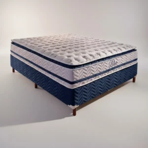 Conjunto Cama Box + Colchão Molas Ensacadas Blue 138 Casal Azul