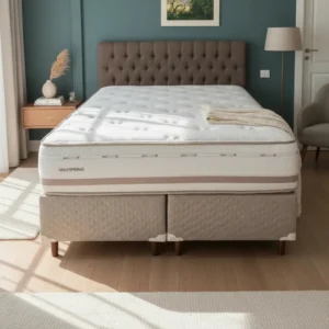 Conjunto Cama Box Molas England Herval Bege King 193x203